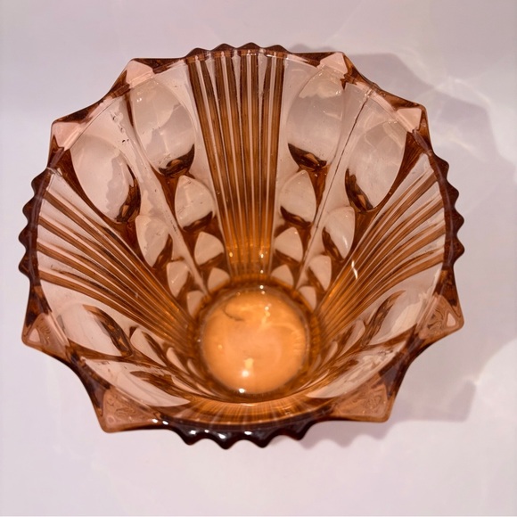 Artdeco Stolze vase pink peach pressed glass 1930's | Art Deco Style | 8” Tall - Picture 5 of 11